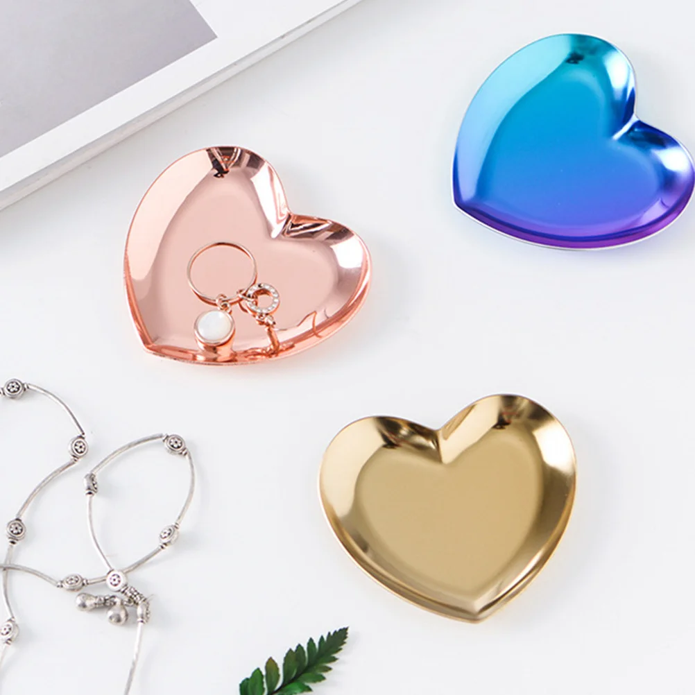 

Heart Shaped Jewelry Tray Rose Gold Stainless Steel Storage Organizer For Women Decorative Dish Valentine Gift Jewelry