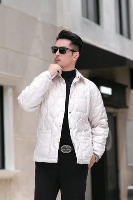 2023 new arrival winter jacket 90% White goose down lapel jackets men,mens fashion thicken warm parkas trench coat size M-4XL