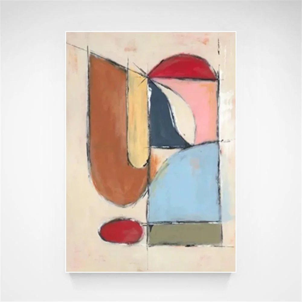 100% hand drawn colored blocks abstract oil painting original wall painting home living room decoration paint interior aesthetic