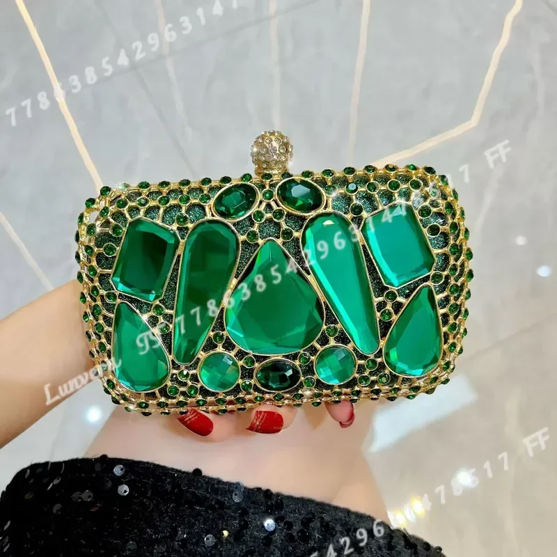 New Glass Diamond Clutch Bag Exquisite Dinner Purse French Rhinestone Handbag High End Light Luxury Chain Women Evening Bag