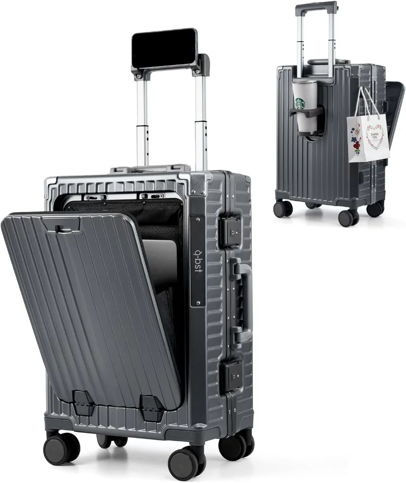 A BST Carry-On Luggage with Front Pocket,20