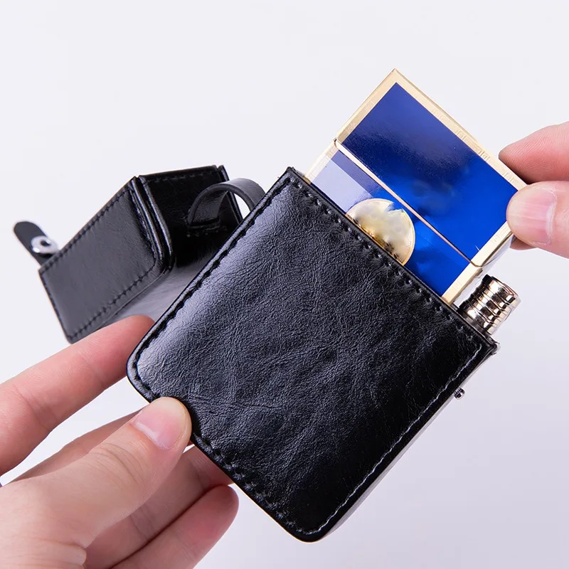 

Портативный портсигар из искусственной кожи, винтажный ящик для хранения зажигалки, роскошный портсигар, мужские гаджеты, аксессуары для сигарет