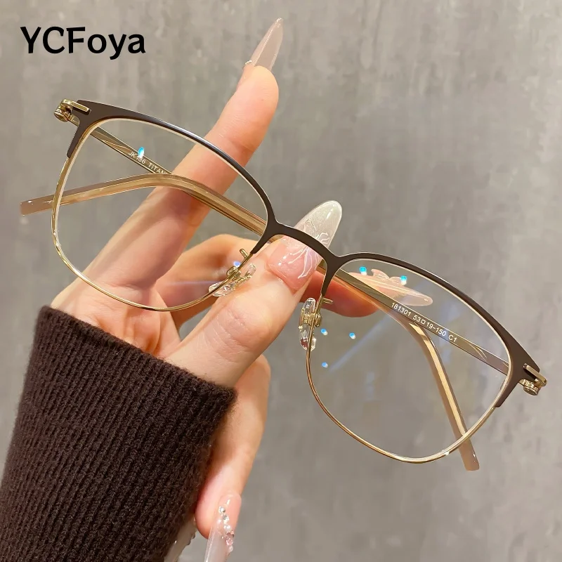 

New Eyebrow Round Retro Simple Fashion Women Eyeglass Frames Semi Titanium Men Myopia Customizable Prescription Glasses 181301Y