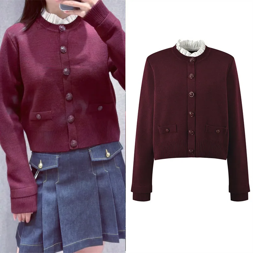 High-End Version European Style Women's Short Knitted Cardigan Earlet Collar Unbuttoned Open-Shirt Detachable Fashion Outerwear