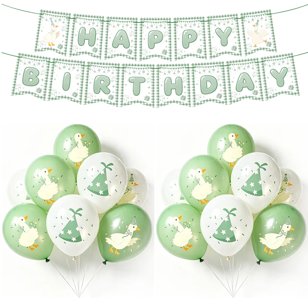Green Silly Goose Disposable Tableware Paper Plates Cups Napkins Banner Tablecloth Birthday Party Baby Shower Decor Supplies view 2