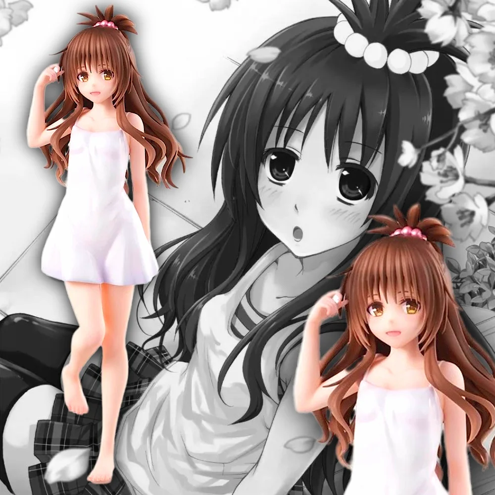 Anime Figure To Love-Ru Darkness White Dress Yuuki Mikan Action Figure Sexy Girl Figurine PVC Collection Model Doll Toys