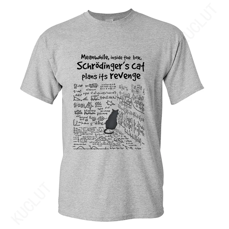 Schrödinger's Cat Men T-shirts Cat's Revenge Funny Math Formula Tshirt Male Clothes Short Sleeve Tees Fashion Graphic Y2k Tops