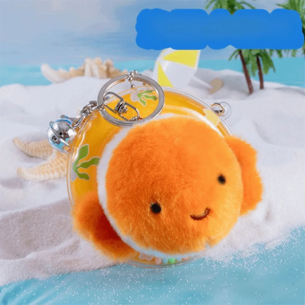 Kawaii Ocean Animal Plush Keychain Seahorse Soft Fluffy Sea Turtle Keyring PP Cotton Simulation Dolphin Plush Doll Birthday Gift