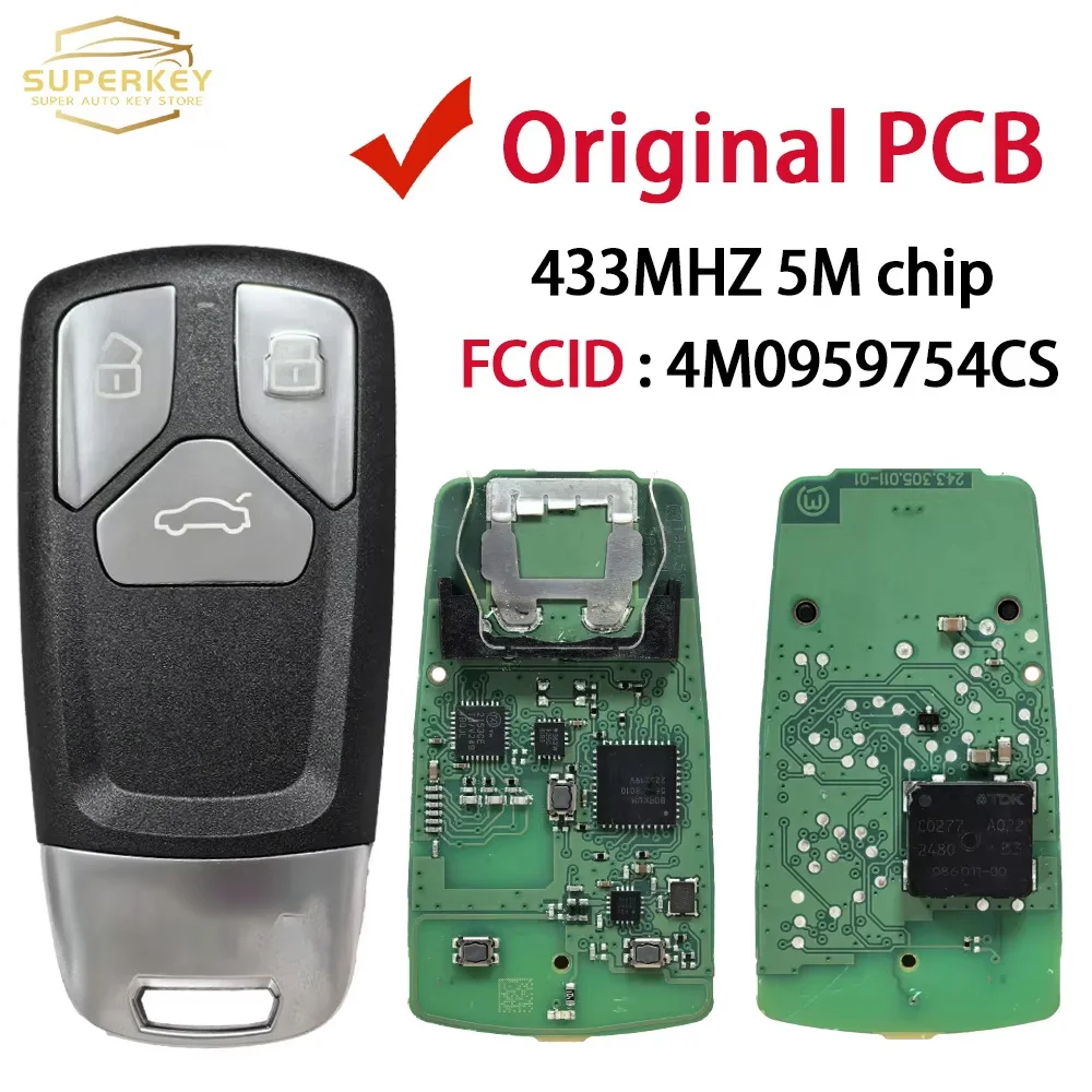 

SUPERKEY OEM PCB For Audi Q7 5M Chip MLB Uninitialized high configuration Blank 433Mhz Remote Smart Key 4M0959754CS