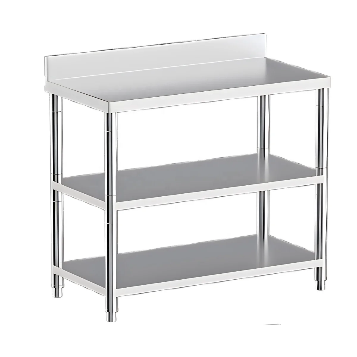#3-Layers 100*50*80cm Stainless Steel Table Commercial Hotel Home Kitchen Storage Rack Metal Kitchen Islands & Carts