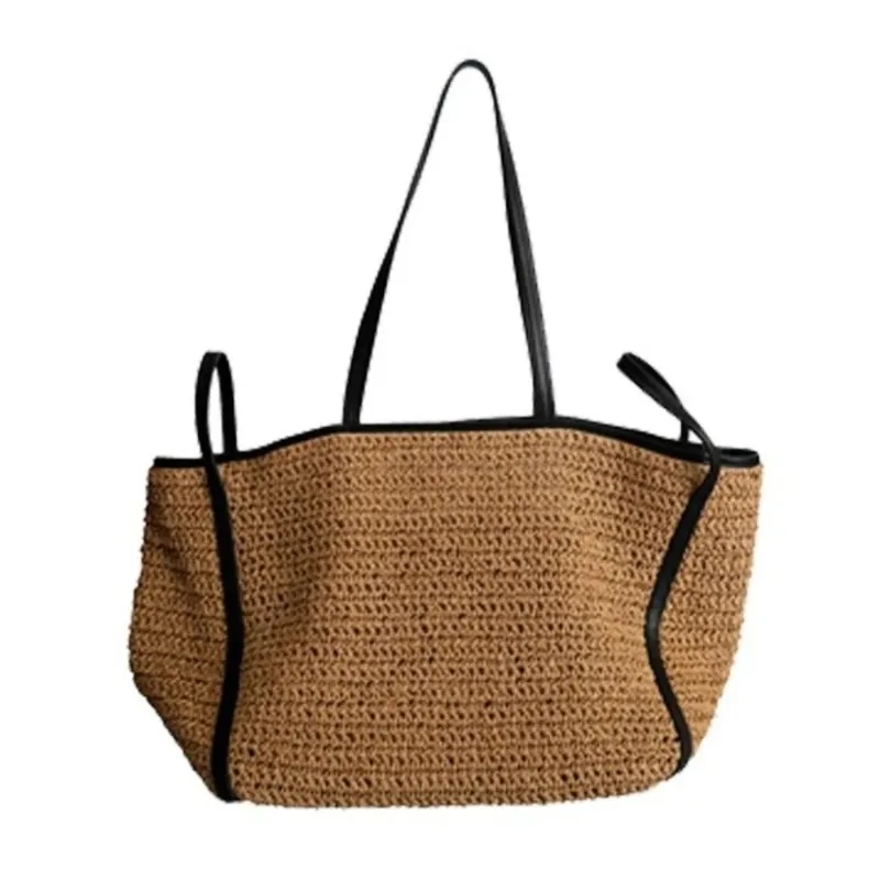 

Vintage Straw Baskets Bag Straw Style Woven Shoulder Bag Large Capacity Handmade Woven Handbag​​