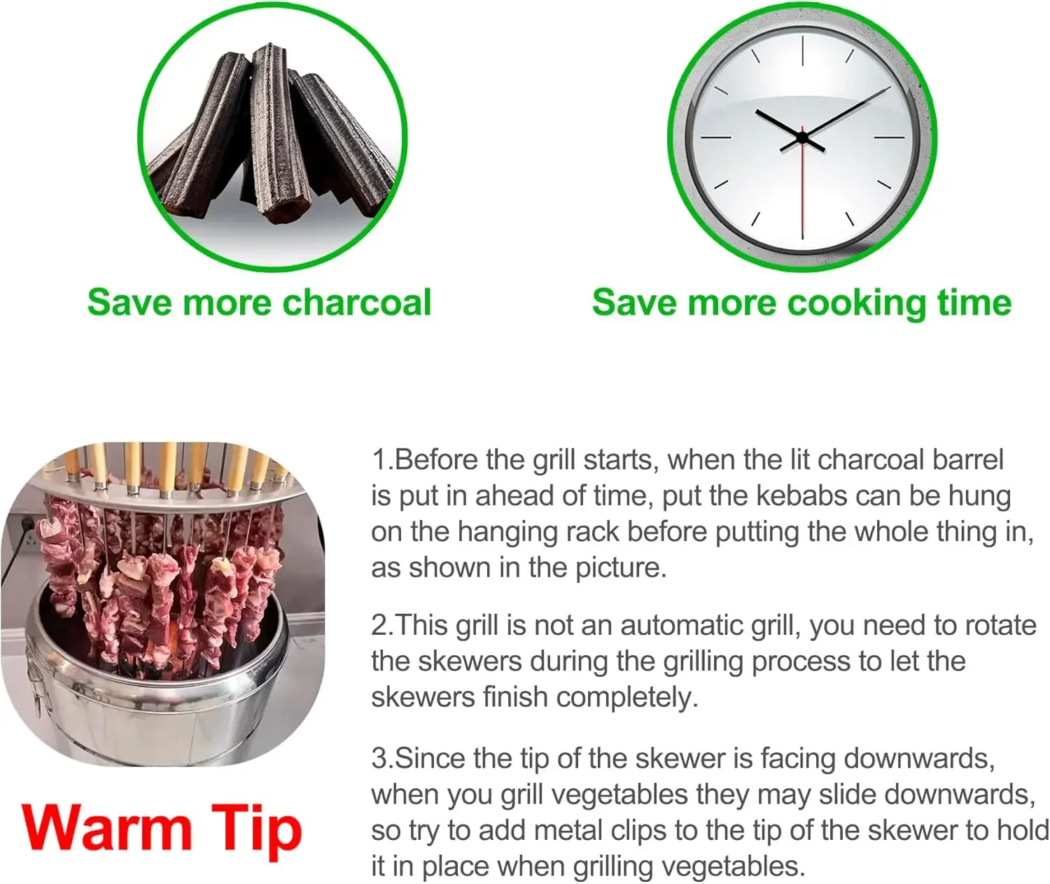 Portable Charcoal Barrel Grill Stainless Steel Surround Charcoal Barrel Grill Hanging Grill for Travel Camping Picnic Garden BBQ