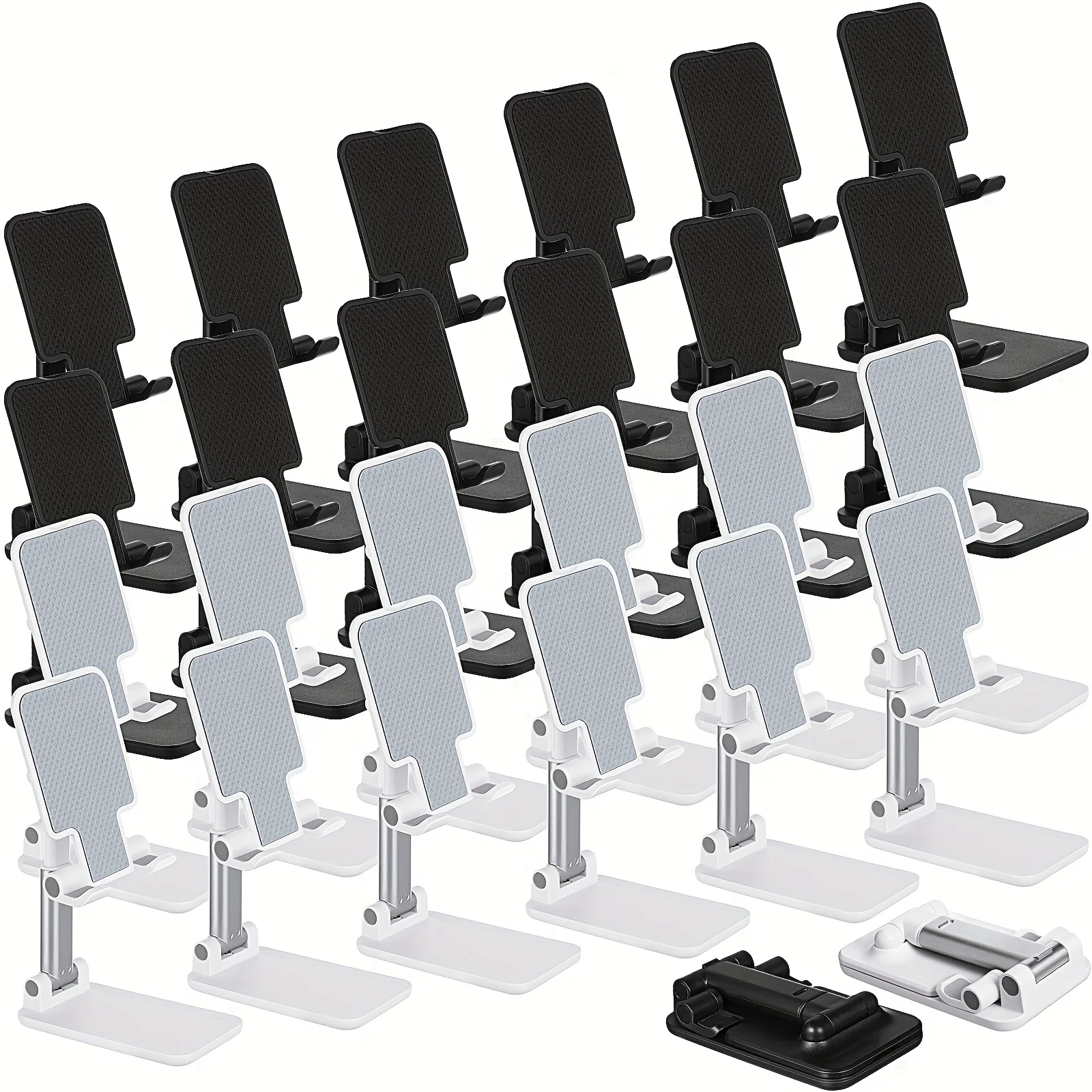 

24pcs Cell Phone Stand Desk Table Adjustable Angle Height Phone Stand Foldable Portable Mobile Holder Silicone Pad Smartphone Tablet Holder Bulk for Office Travel Filming Photography