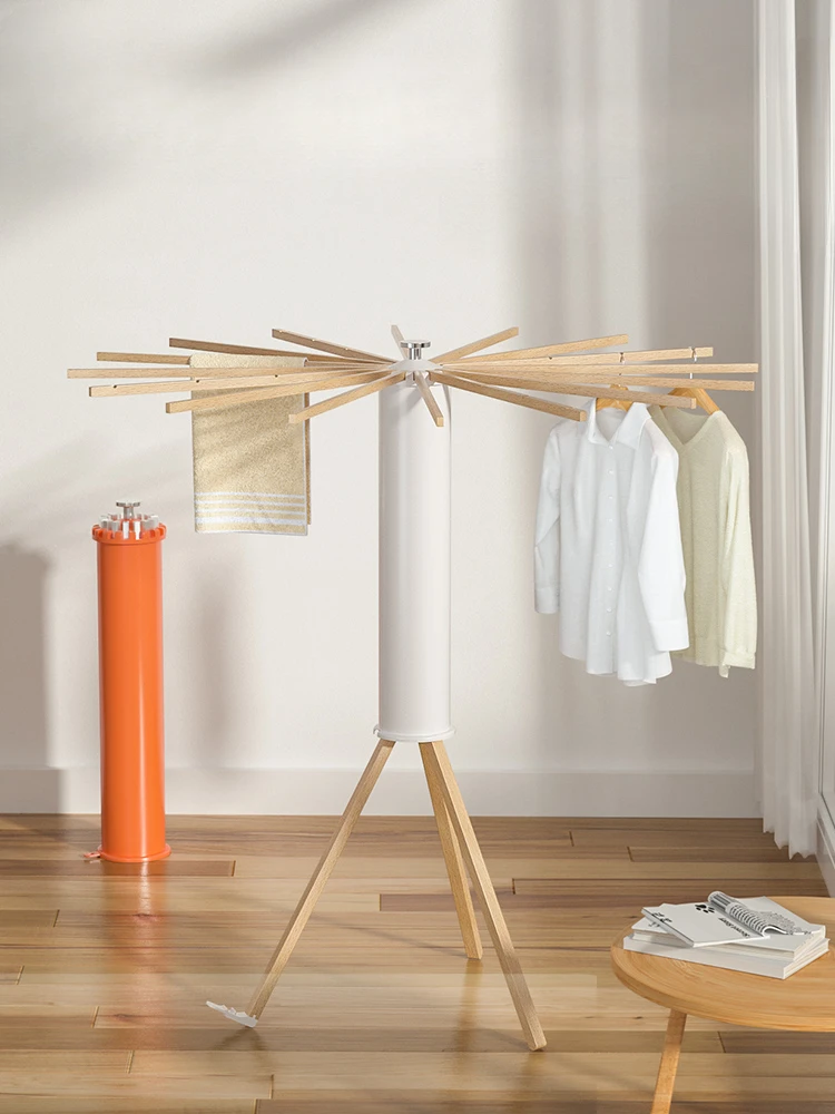 

Floor drying rack octopus bedroom foldable balcony household solid wood invisible octopus drying hanger clothes artifact