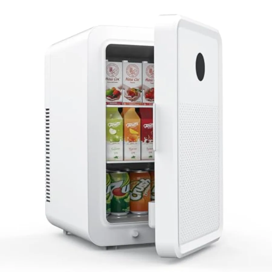 

Mini fridge for bedroom and office use, thermoelectric cooler warmer, white, portable 110V/12V power for dorm, car, skincare, d