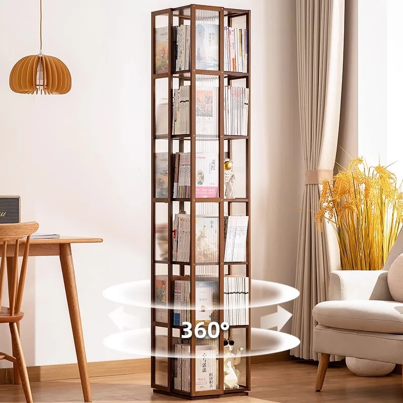 Custom Rotating Bookshelf Bookcase Floor Wall Storage Rack Children's Simple Storage Rack Toy Cabinet Display Cabinet Simple Mul