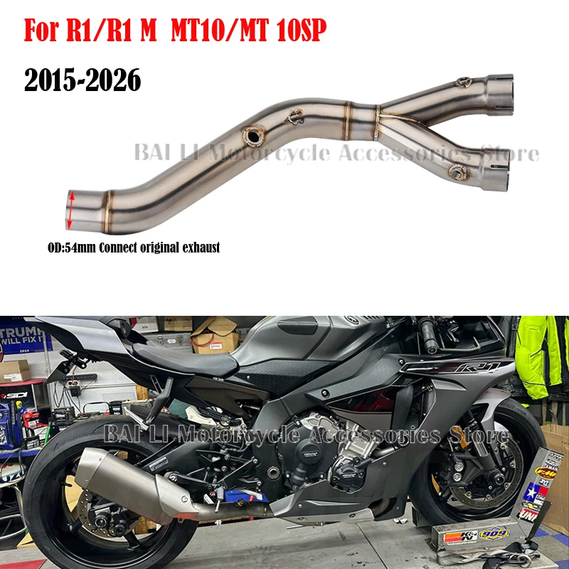 

Motorcycle Exhaust Modify Racing Line Middle Pipe Connect Interface Slip On For YZF R1 R1M MT10 2015 - 2026