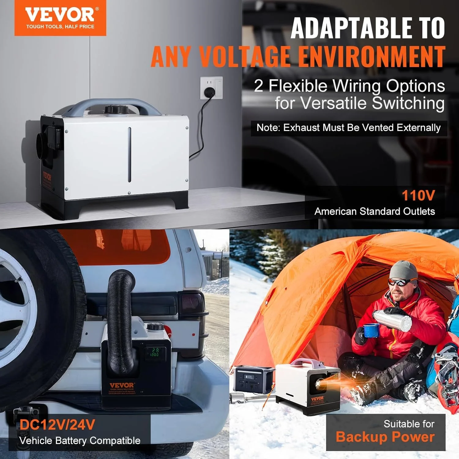 VEVOR Diesel Air Heater All-in-One Remote Control LCD Screen Fast Heating Low Noise Portable 30kg Truck Van RV Trailer Camper