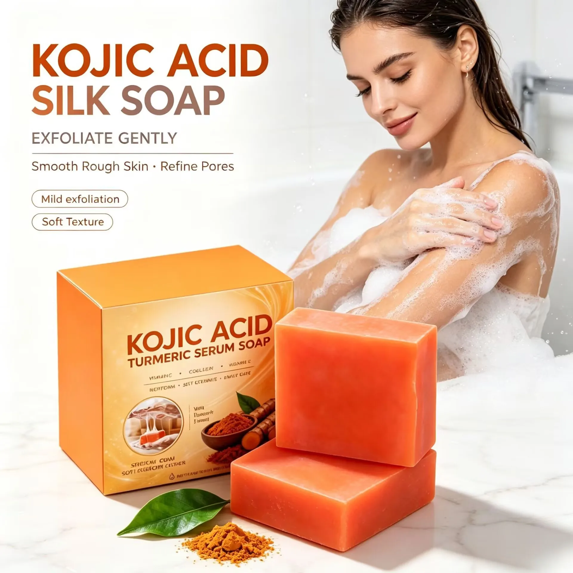 Turmeric Curcumin Shaped Soap 100g Facial Cleansing Soap Body Bathing Cleansing Essential Oil Handmade Soap