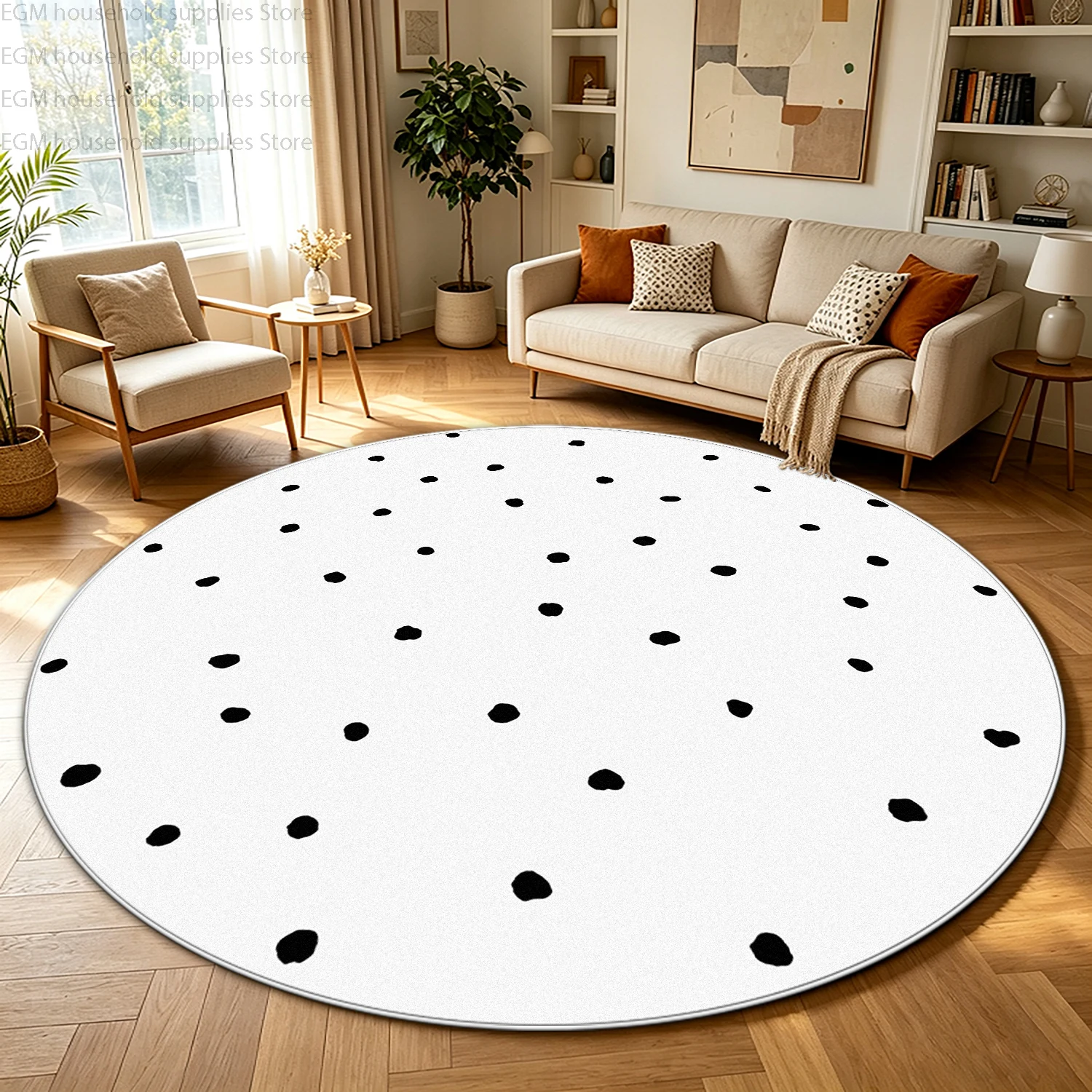 Minimalism Light Colored Dot Round Carpet Living Room Decor Large Area Rugs Non-slip Washable Fluffy Floor Mat Bedroom Bedside
