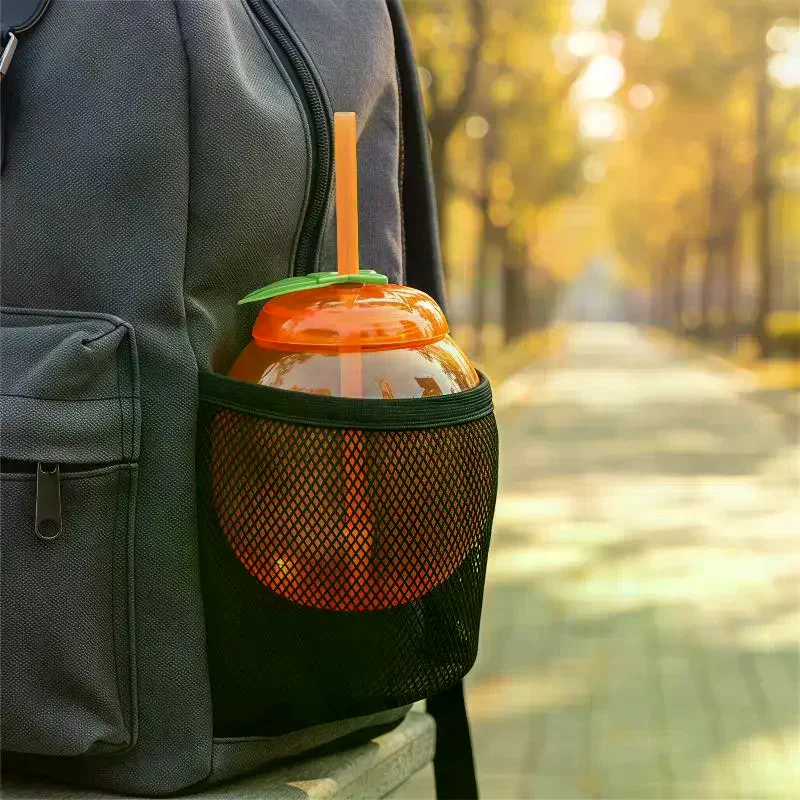 Quirky Fruit Shaped Drinking Bottle with Straw for Parties and Picnics Orange Watermelon Style