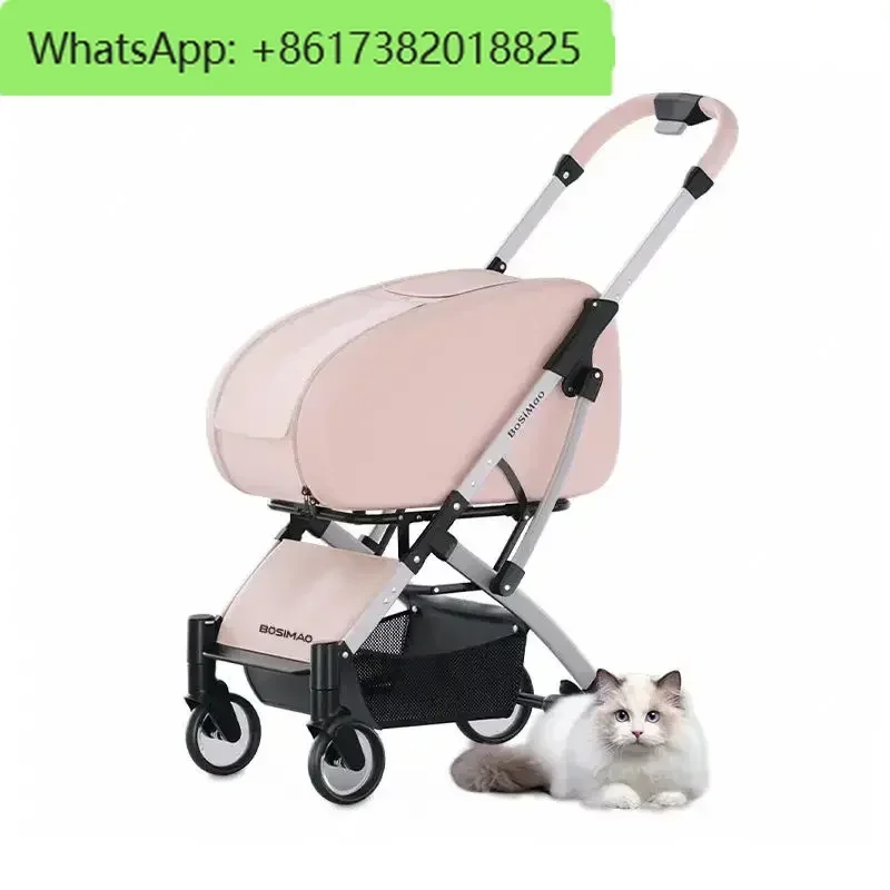 Cochecito para mascotas y perros, andador transparente para perros, cochecito de viaje, cochecito para gatos rosa, extractor para perros, ligero y desmontable