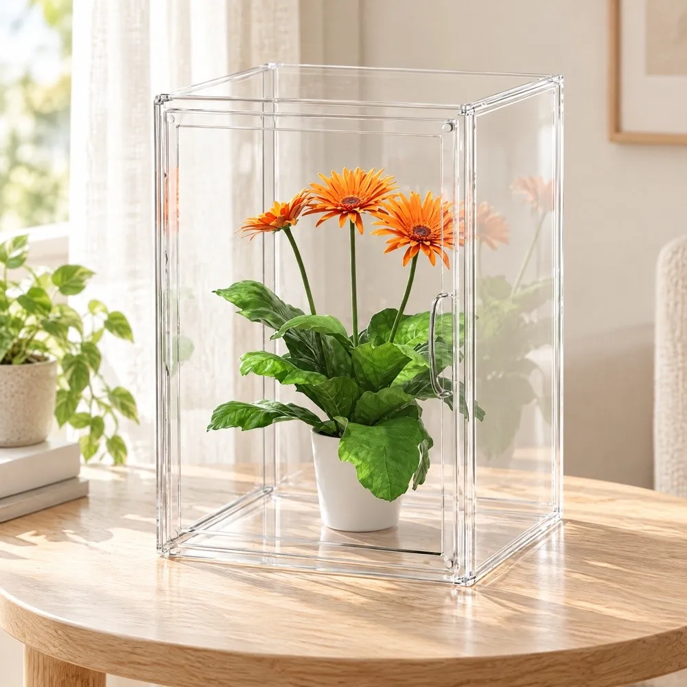 Greenhouse Stackable Tabletop Green House With Magnetic Door For Small Plants Spacious Display 14.17X10.63X5.51 Herbs