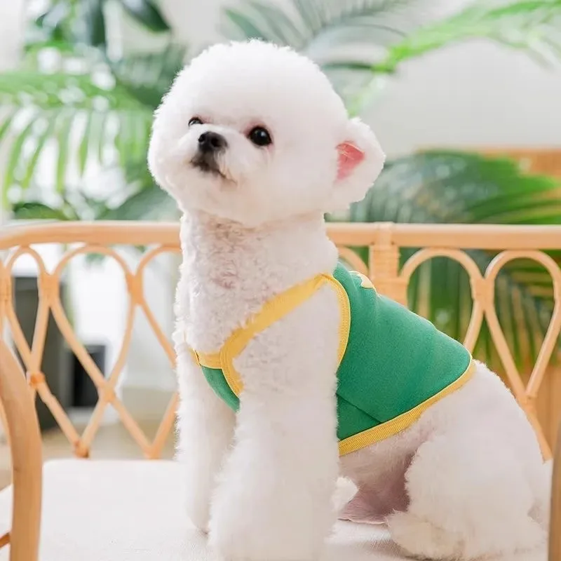 

Short Maltese Vest Puppy Summer Clothes Cat Pet Cartoon Printed T-Shirt Teddy Soft Suspenders Fashionable Dog Clothes