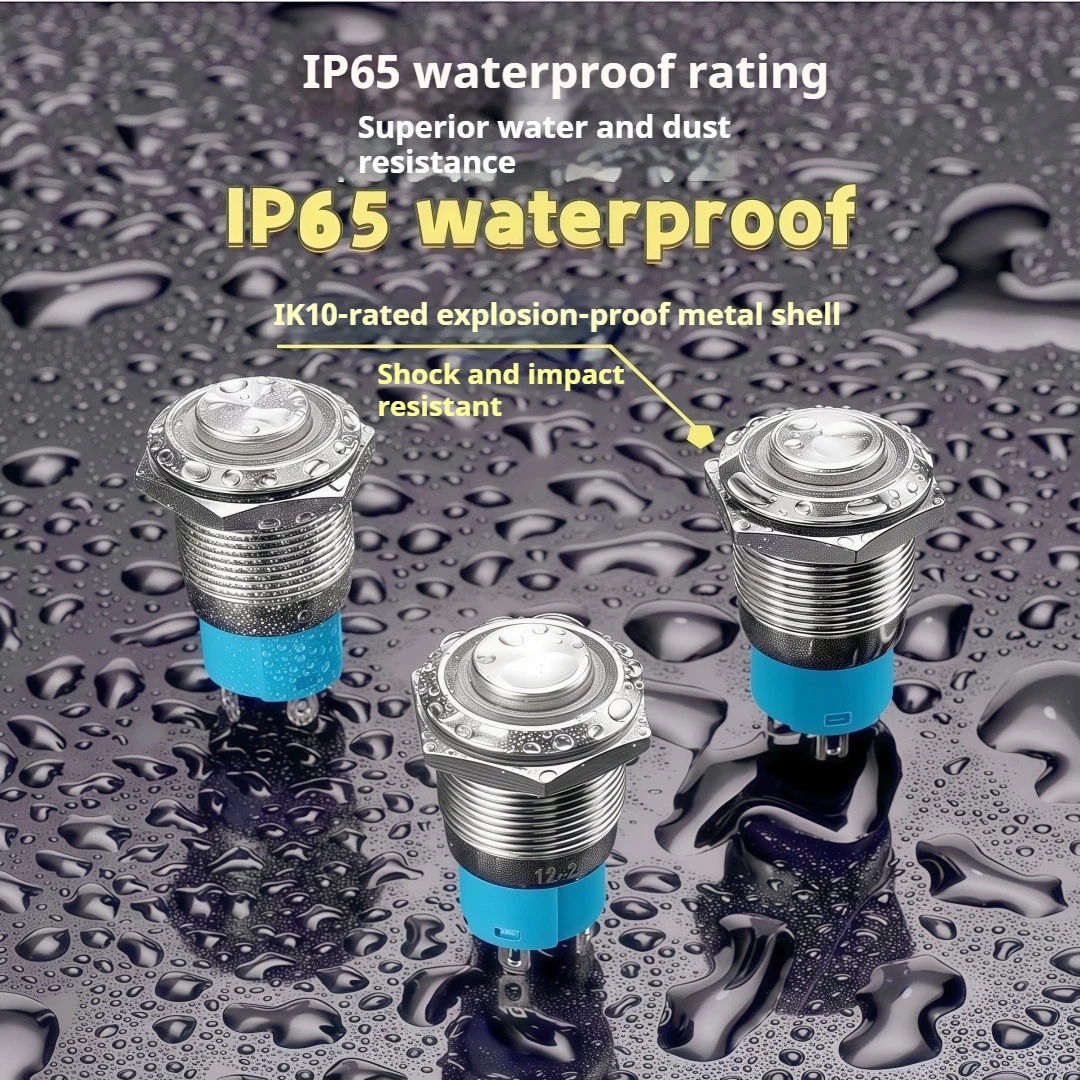 12mm push button switch,latching and momentary with LED 12V/24V,waterproof IP67
