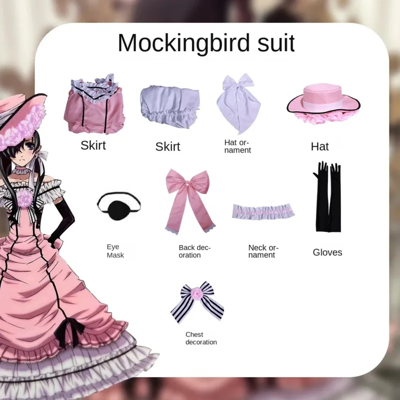 عالية الجودة الأسود بتلر Ciel Phantomhive فستان روبن تأثيري حلي انمي ياباني كرنفال حفلة موحدة #6