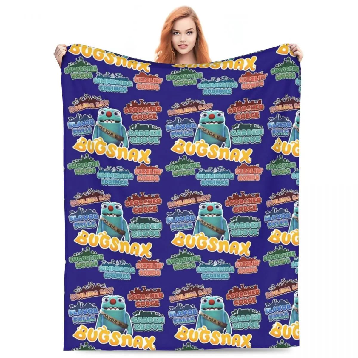 Bugsnax Locations Fan Art Pack Black Kinda Bug Blankets Flannel Sofa Throw Breathable for Couch Bedding Throws Bedspread Quilt