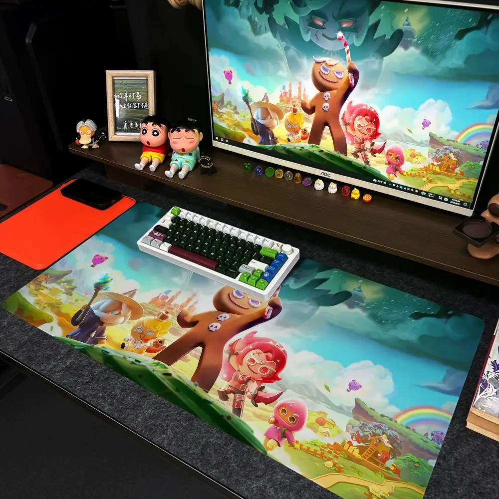 C-Cookie Run Kingdom Mouse Pad Xxl Computer Large Size Non-slip Gamer Keyboard 90x40cm Art Design HD Deskmat