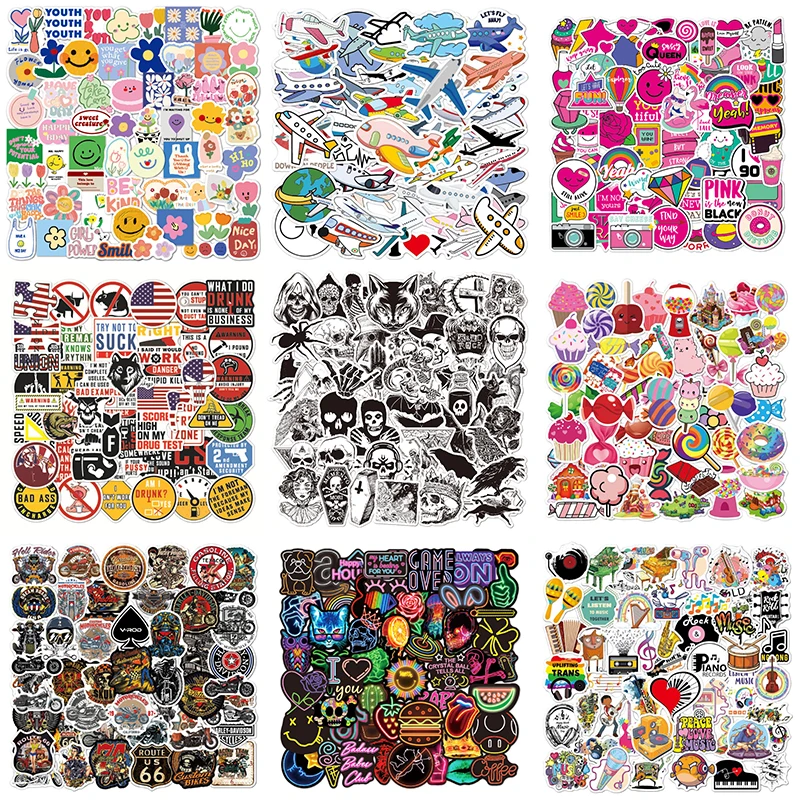 Motorcycle Sticker Waterproof Decorative Guitar Skateboard Graffiti Gothic Neon Maidenheart Ins Style Vintage Graffiti Stickers