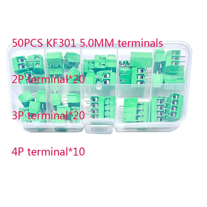 50 Pcs/BOX Pitch 5.0mm Straight Pin 2P 3P Screw PCB Terminal Block Connector 10A 300V 24-18AWG image 5