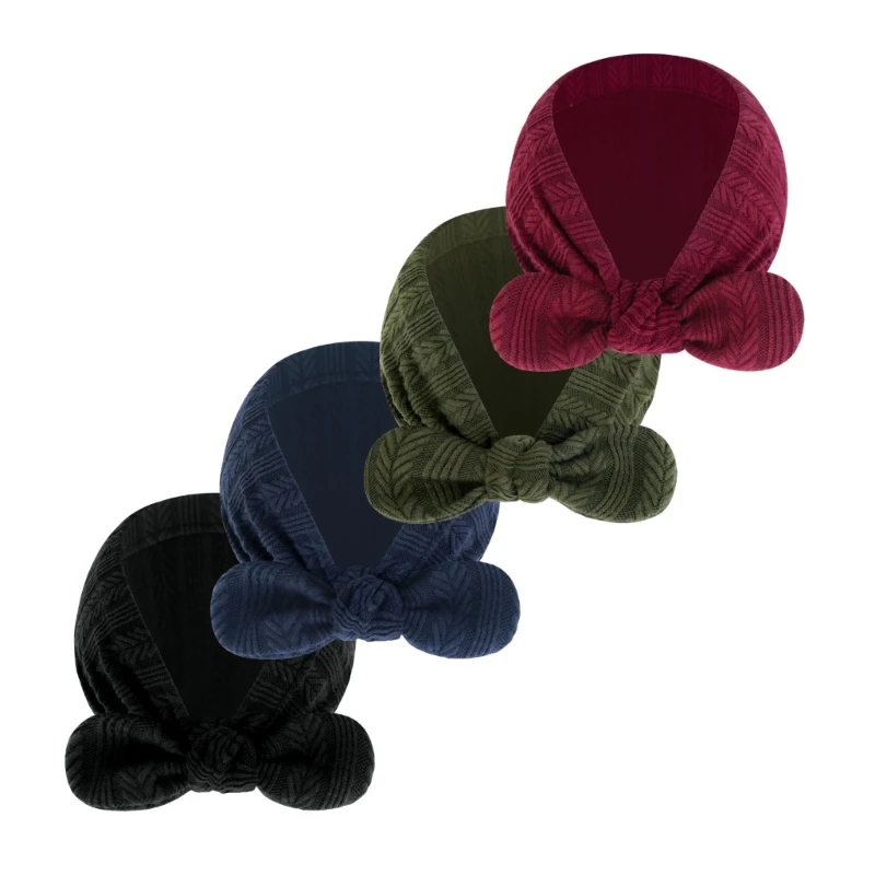 

J15U 4 Piece Lovely Infant Headwear Elastic Turban Hat for Newborns Girls Photoshoots