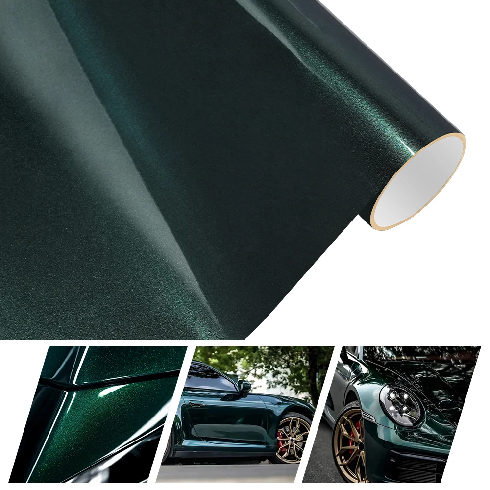 

Glossy Car Stickers Metal Paint Dark Green Car Body Film Air Release Vinyl Wrap Film Waterproof Decal for Auto Decor Accessories