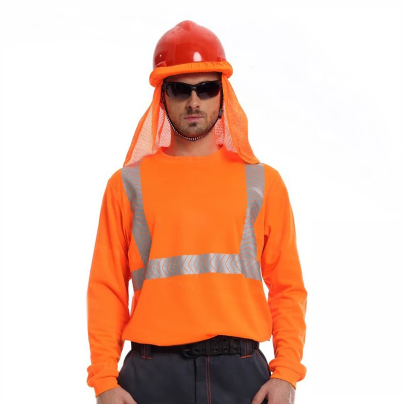 Veiligheidspoloshirt Constructie Reflecterend Shirt met hoge zichtbaarheid O-hals Hi Vis Werkkledingshirt met lange mouwen (S-4XL)