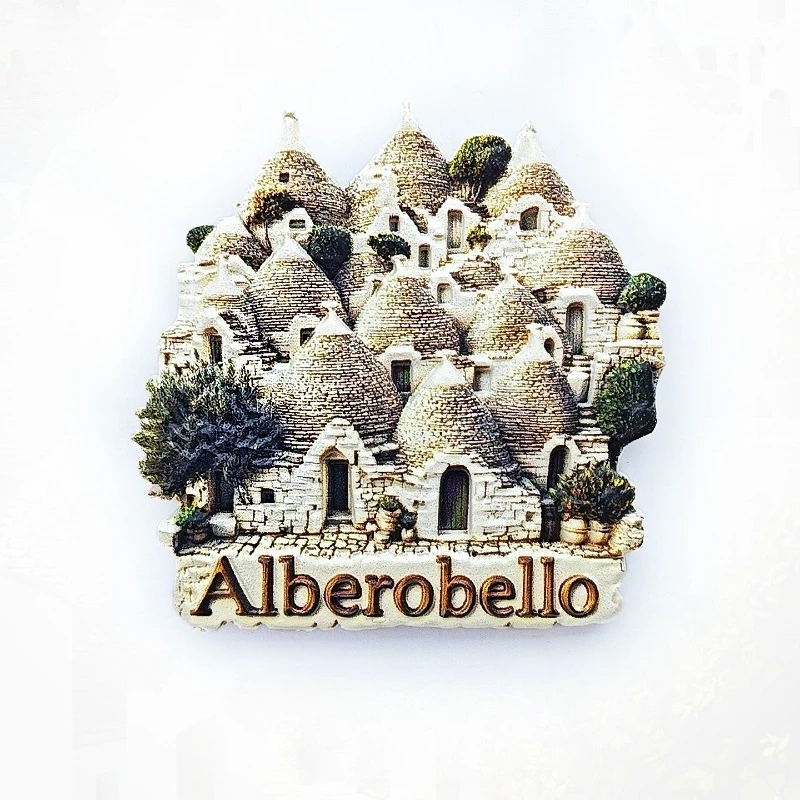 

Alberobello Trulli Fridge Magnet - 3D Italian Architecture Souvenir Cone Roof Stone House Decor Unique Puglia Gift