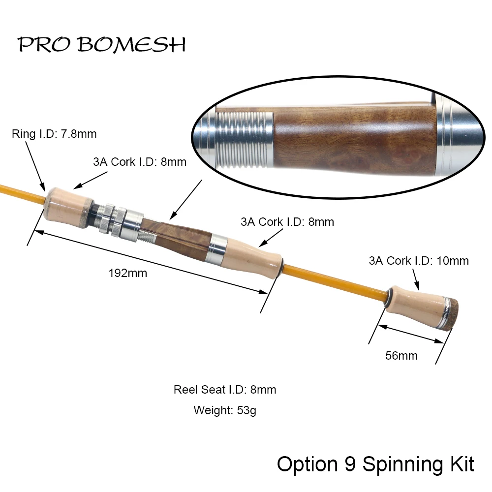 Pro Bomesh Holz Spinning Casting Reel Sitz Split 3A Kork Griff Kit DIY Forelle Angelrute Gebäude Komponente Reparatur Zubehör – Detail 27