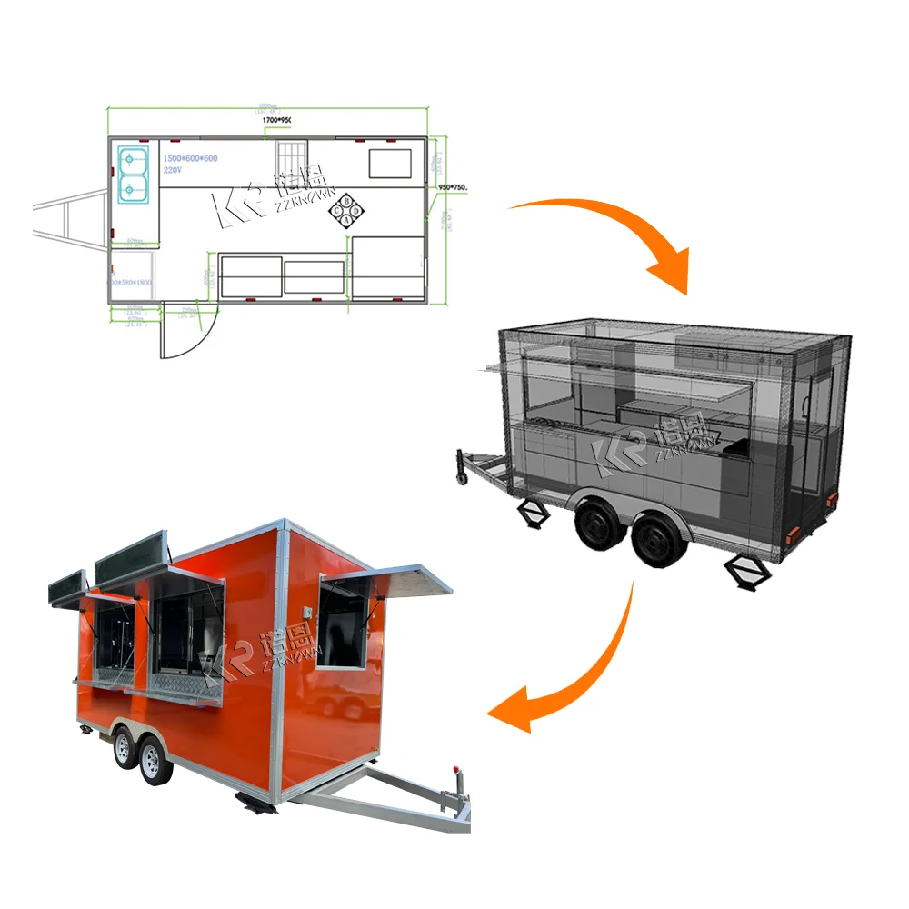 Food Truck Fabrieksprijs Roestvrij staal Hotdog Pizza Koffie IJskar Voedselwagen met volledige uitrusting 2025