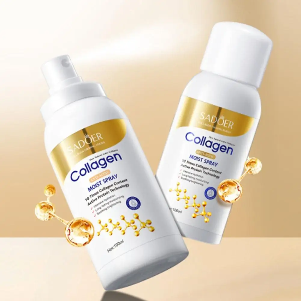 SADOER Kollagen Feuchtigkeitsspray 100ml Hydratisierender Nebel mit aktiver Proteintechnologie für die tägliche Hautpflege und sanfte Pflege.