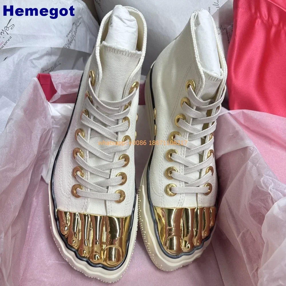 Men\'s and Women\'s Golden Five Fingers Shoes 2024 Summer Street Catwalk Fashion Gold Boots Model Party Flat Heels Sneakers