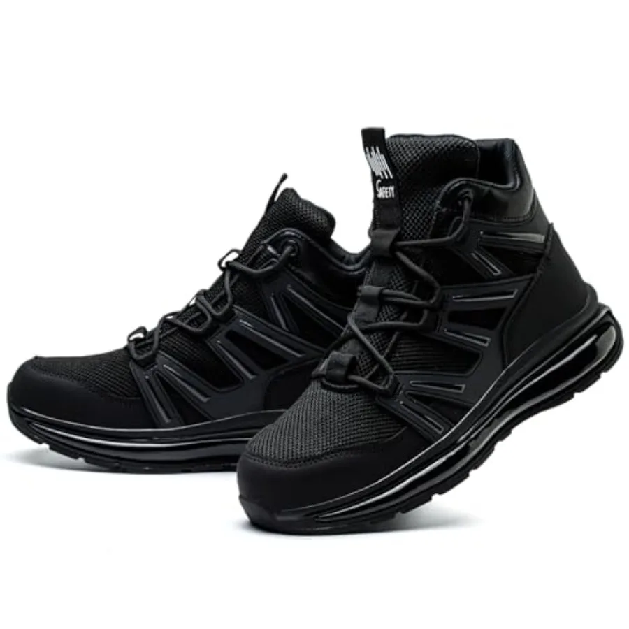 

SYLPHID Men Steel Toe Sneakers Women Safety Shoes High top Work Shoe with Air Cushion Lightweight Breathable Puncture Proof