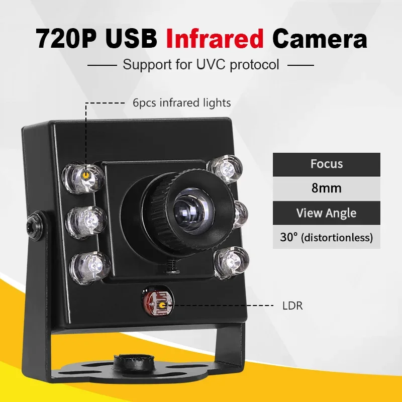 New 3206 1054 720P 8mm 30degrees Distortionless IR850 USB Plug Play Industrial Mini Camera Modules Infrared Night Vision AI