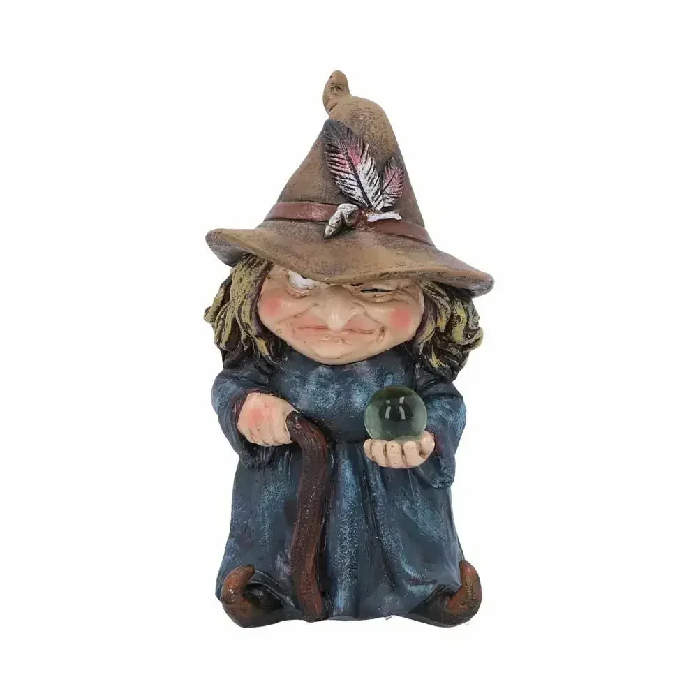 Toil Small Witch and Broomstick Figurine,Trouble Magic Witch Dwarf Ornaments Halloween Decoration Home Decoration