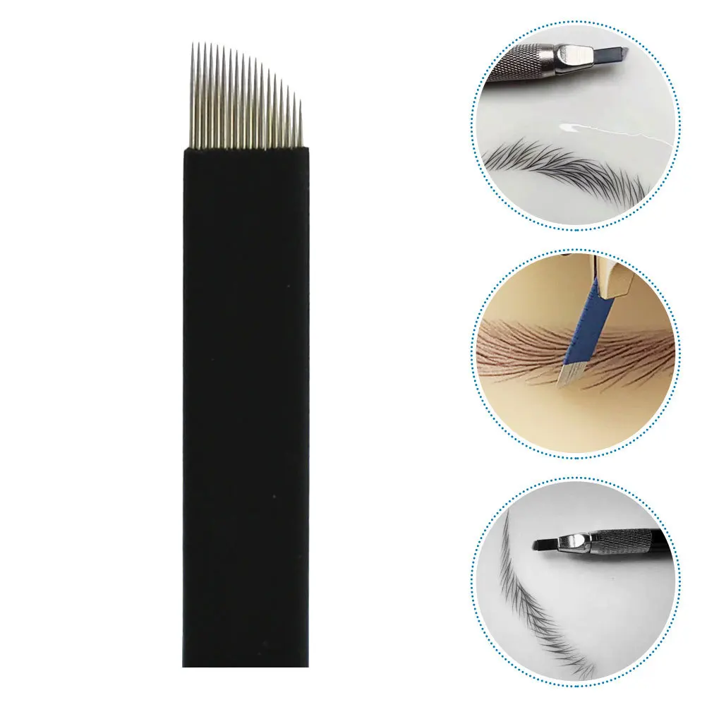 

50Pcs Water Mist Brow Powder Microblading Needles 18U 0.18mm Arc-Shaped Manual Eyebrow Shading Blades for Natural Gradient