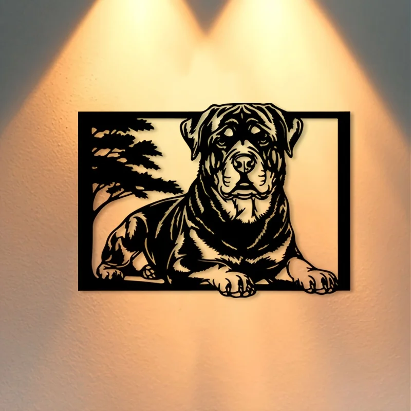 Rottweiler Iron Metal Wall Art, Dog Wall Decor for Living Room Garden Fence, Pet Lover Gift