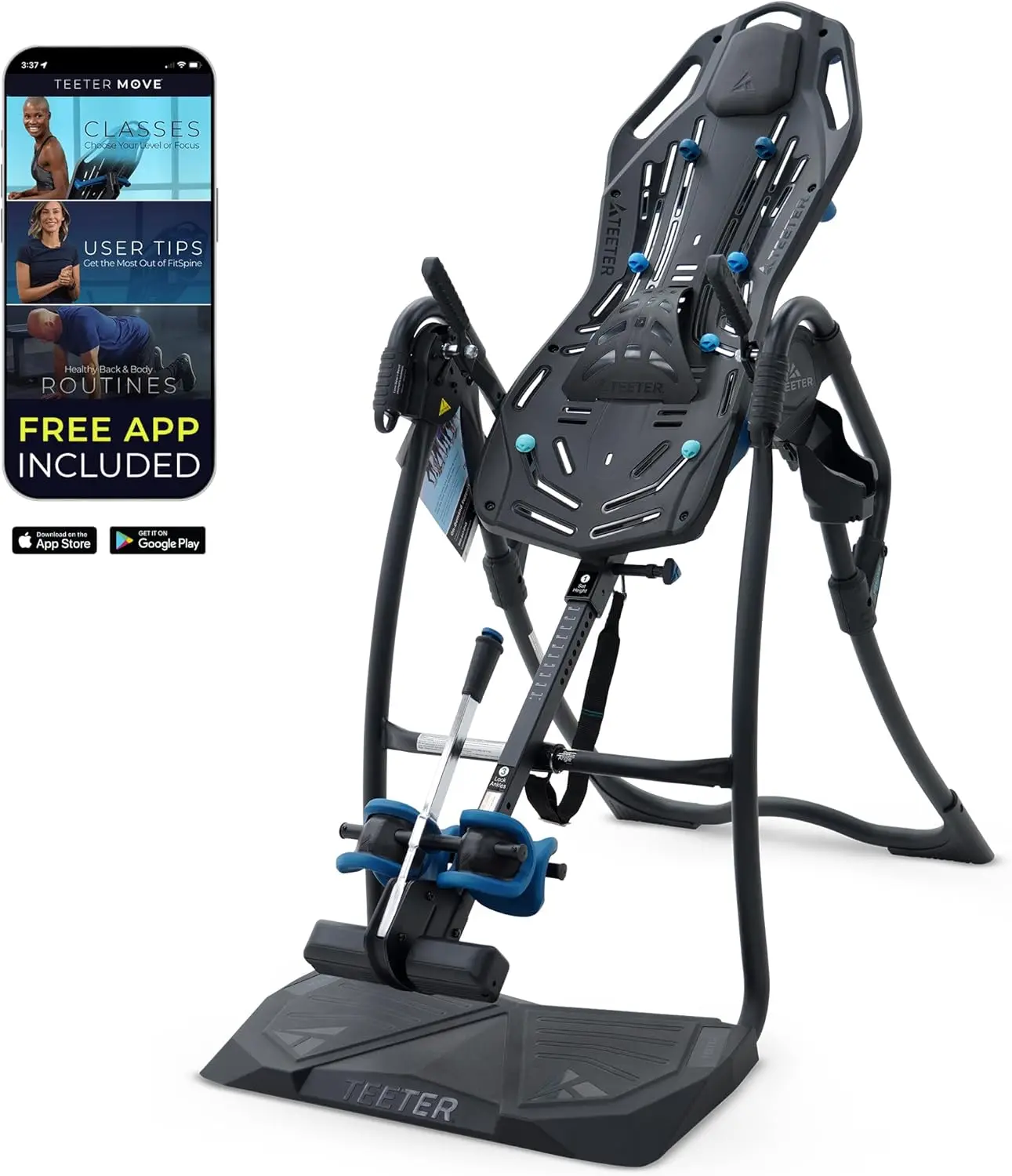 FitSpine LX9 Inversion Table, Deluxe Easy-to-Reach Lock, Back Pain Relief Kit, FDA-Registered