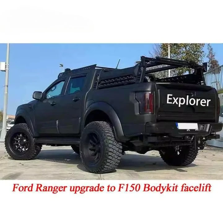المعدل لـ Ranger T6 T7 T8 2012-2020 إلى F150 Raptor Facelift Kit المصد الأمامي الفولاذي لسيارة Ford Ranger T6 Raptor Body Kitcustom
