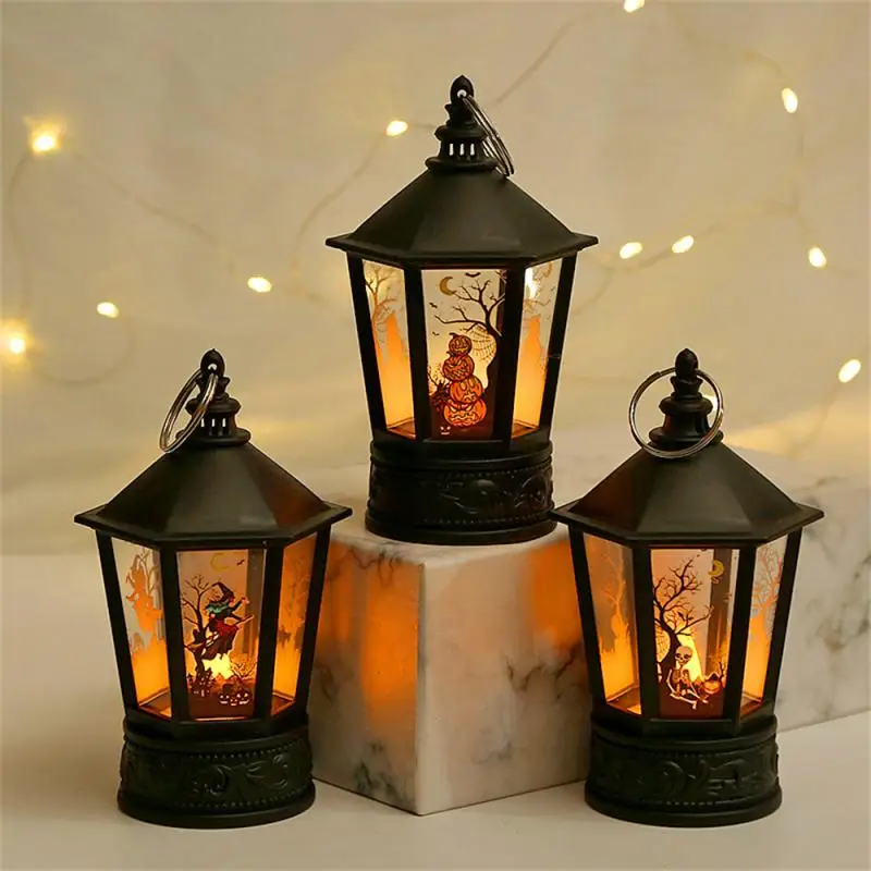 Halloween Led Candle Light Vintage Witch Castle Pumpkin Ghost Hanging LED Lantern Lamp Haloween Party Festival puntelli luce notturna